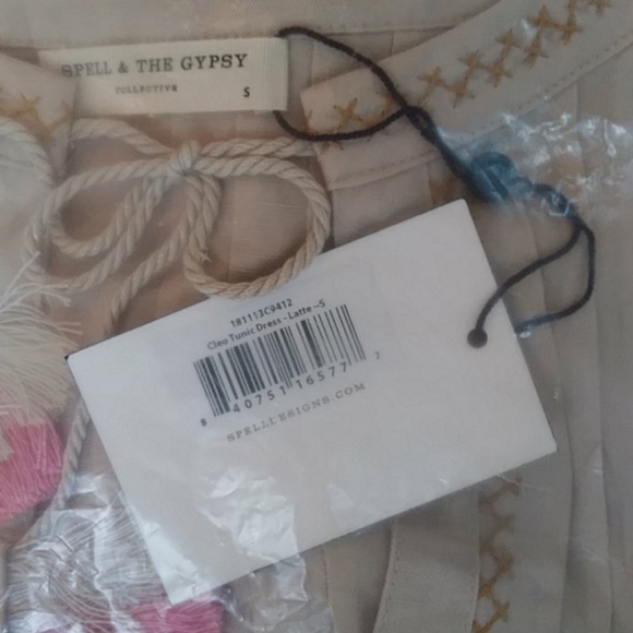 Cleo Tunic Dress Latte Embroidered Spell Designs S - Picture 13 of 16